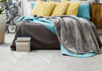 Пробковый пол Corkstyle Chevron white / Шеврон Уайт